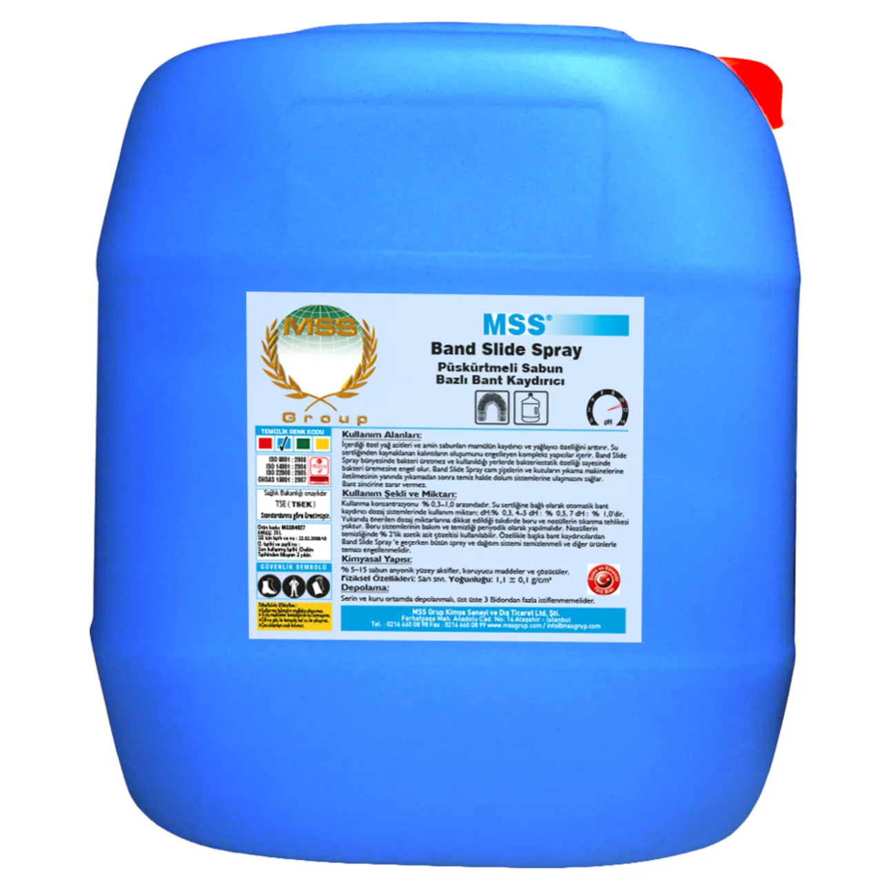 MSS Band Slide Spray Püskürtmeli Sabun Bazlı Bant Kaydırıcı 20 L 18,20 KG