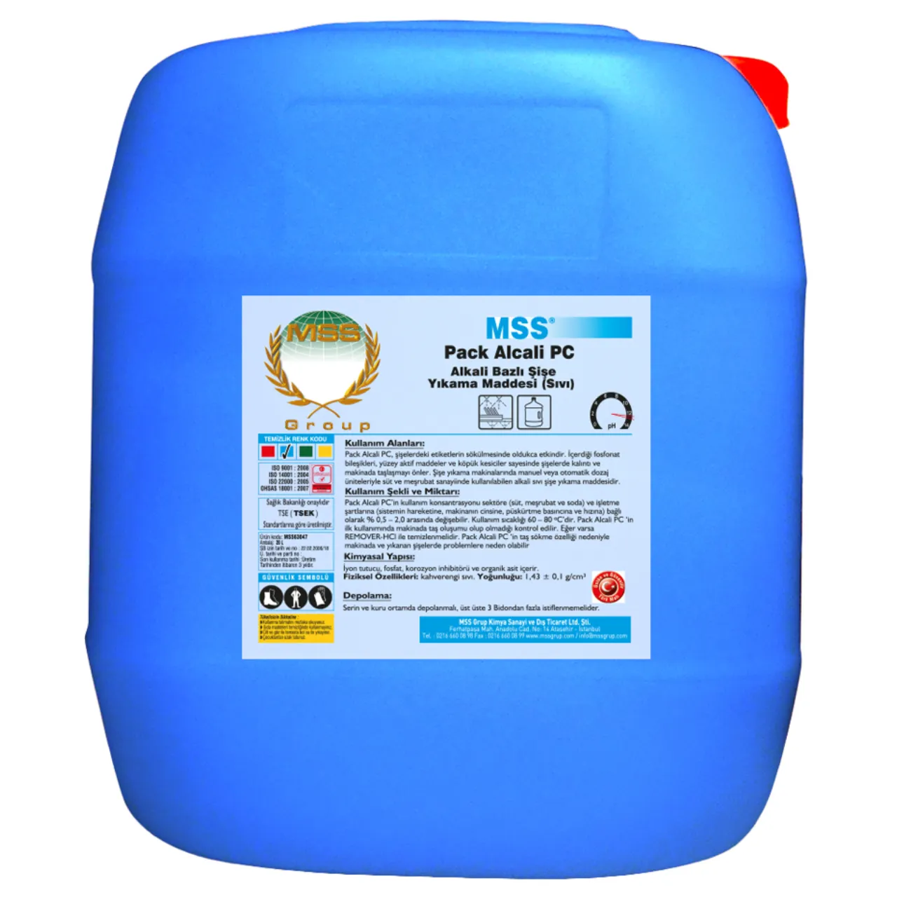 MSS Pack Alcali PC Alkali Bazlı Şişe Yıkama Maddesi 20 L (20 KG)