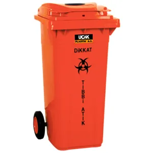 Çöp Konteyneri (2 Tekerli, Kapaklı, Tıbbi Atık, 120 L)