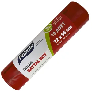 Çöp Poşeti Battal (72x95, 90 L, 100 µ, 630 Gr. T.A. Kırmızı)