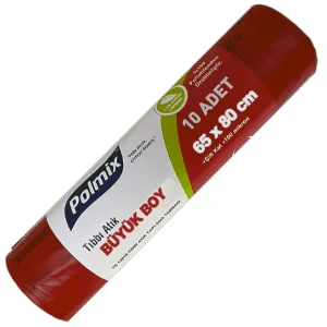 Çöp Poşeti Büyük (65x80, 60 L, 100 µ, 480 Gr. T.A. Kırmızı)
