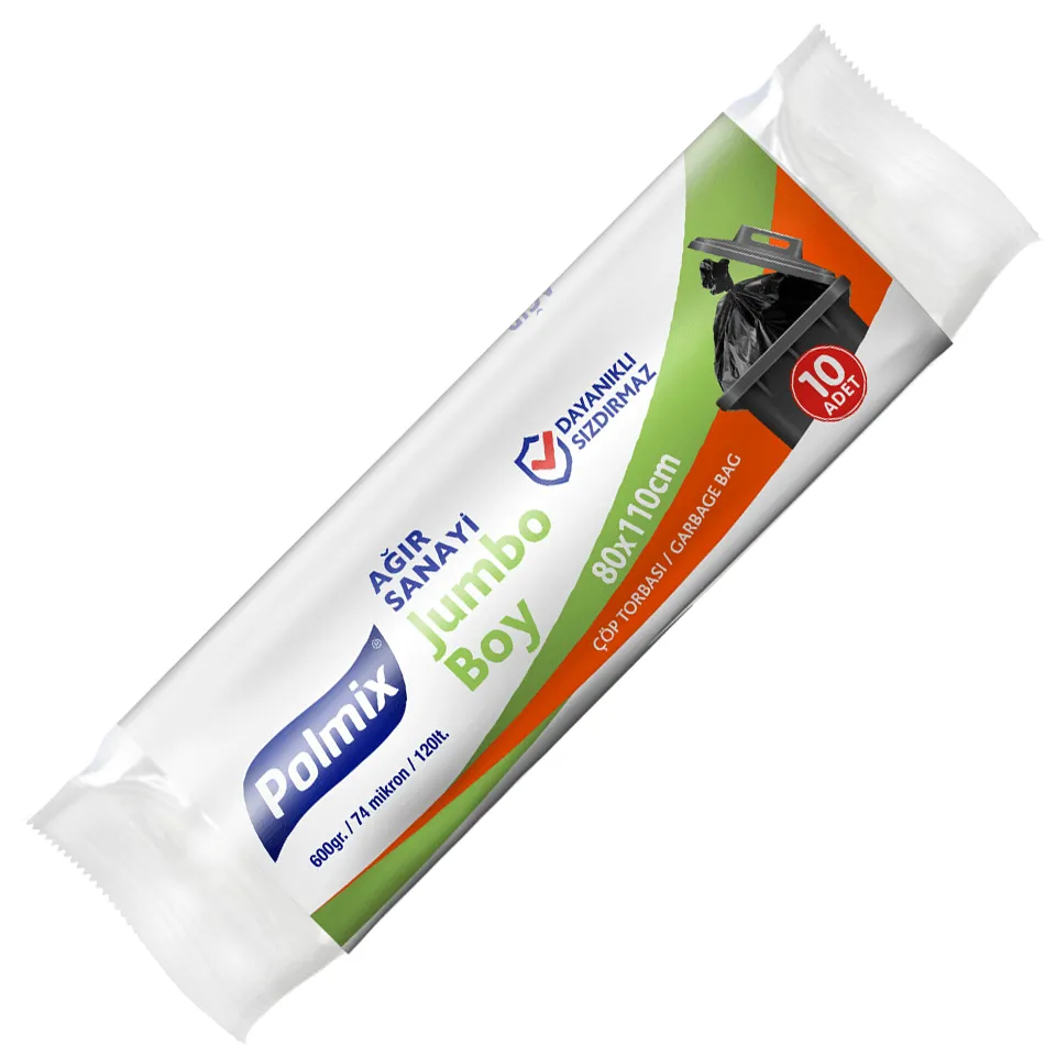 Garbage Bag Jumbo (80x110, 120 L, 74 µ, Black, 100 Pcs.)