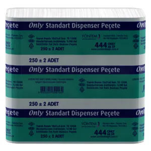Dispenser Peçete (18x21 cm, 250 Ypr. 2 Katlı, 17 gr/m2, 18 Pk.)