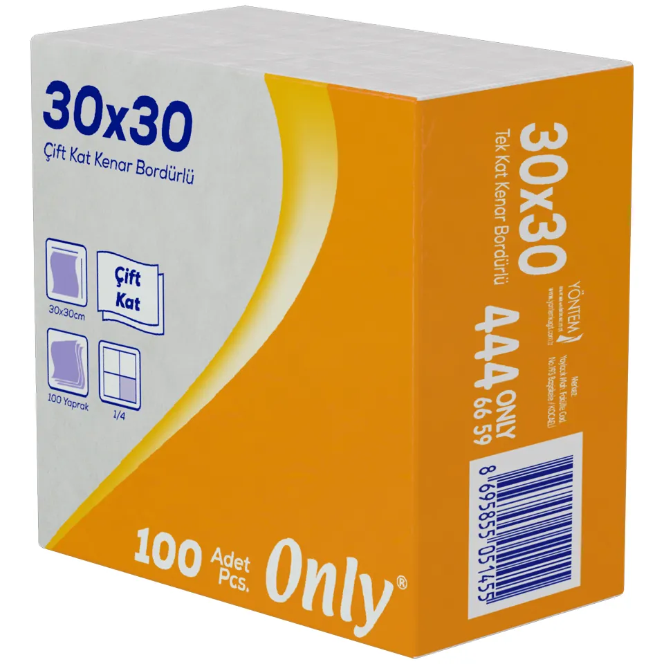 Servis Peçete Bordürlü (30x30 cm, 100 Ypr. 2 Kat, 15 gr/m2, 12 Pk.)