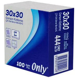 Servis Peçete Bordürlü Garson Katlama (30x30 cm, 100 Ypr. 2 Kat, 15 gr/m2, 12 Pk.)