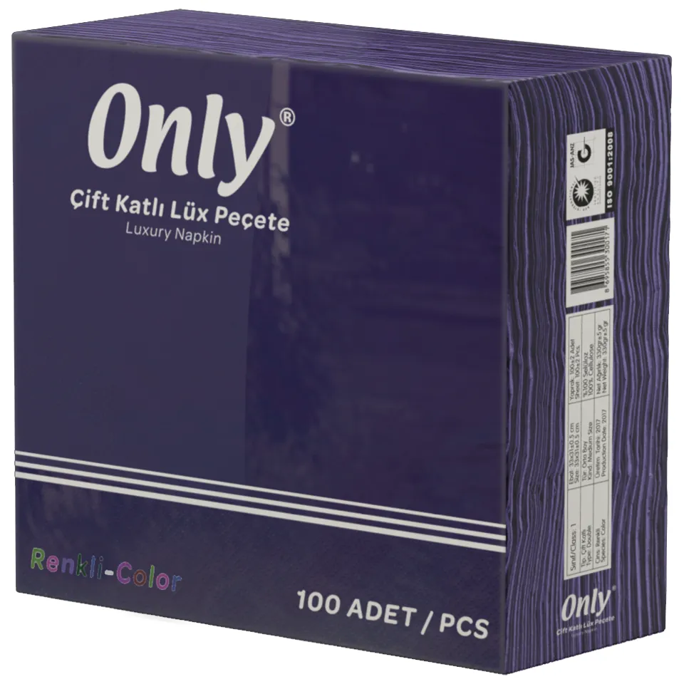 Servis Peçete Bordürlü (Mavi, 40x40 cm, 100 Ypr. 2 Kat, 12 Pk.)