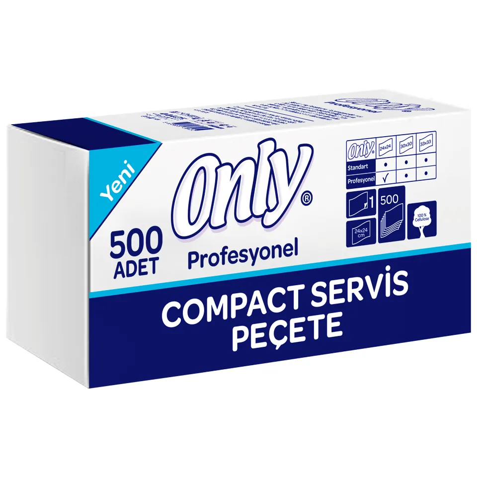 Servis Peçete Compact (22,5x25 cm, 500 Ypr. Tek Kat, 12 Pk.)